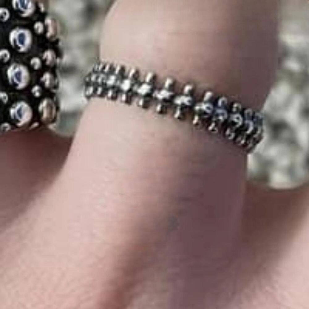 NEW BOHO SOL women's triple ball stamped sterling band ring in silver